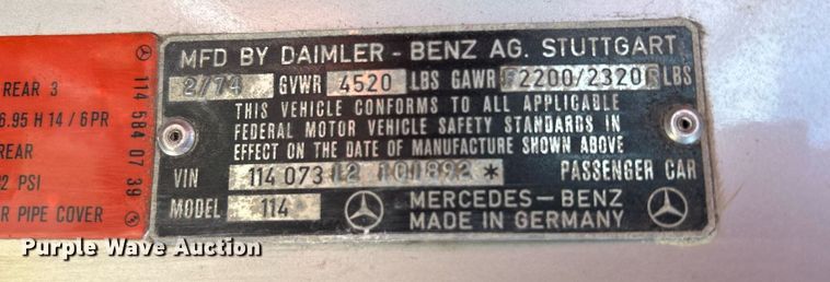 image for item DR4695 1974 Mercedes Benz 280C