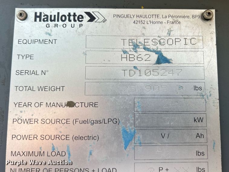 image for item DR4714 2007 Haulotte HB62  boom lift