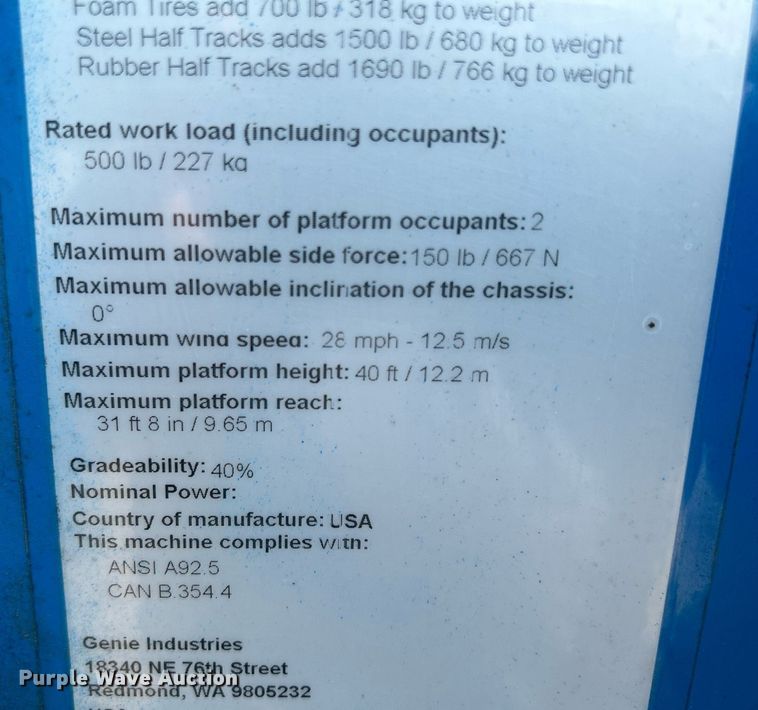 image for item DR4716 2000 Genie S-40  boom lift