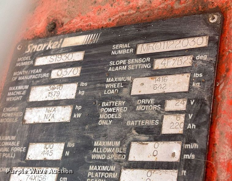 image for item DR4722 Snorkel S1930  scissor lift