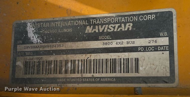 image for item II9164 1998 International 3800  school bus