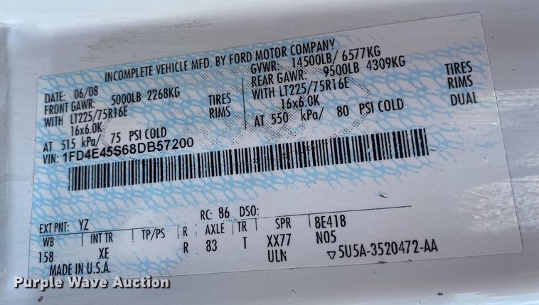 image for item KW9246 2008 Ford E450  shuttle bus