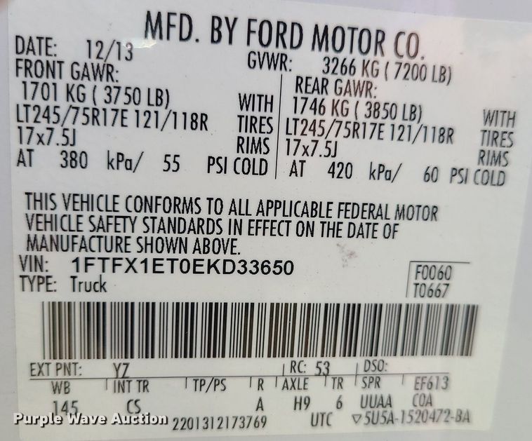 image for item LE9204 2014 Ford F150  SuperCab pickup truck