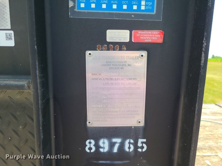 image for item LE9205 2010 Lakeside Trussmaster  tilt deck equipment trailer