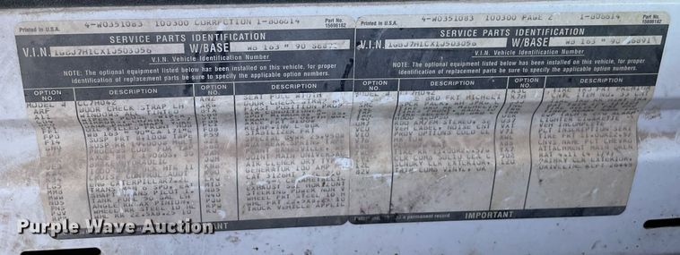 image for item LJ9718 2001 Chevrolet C7500  dump truck