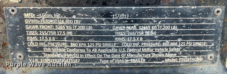 image for item LJ9741 2018 Lucon 7T192THDBW  tilt deck equipment trailer