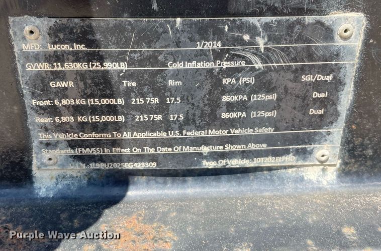 image for item LJ9750 2014 Lucon 10T202ELPHD  equipment trailer