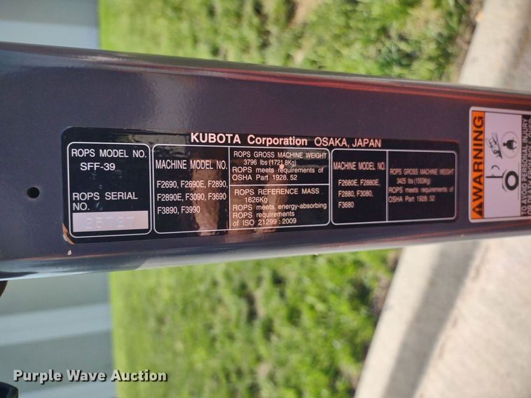 image for item LL9157 2020 Kubota F3990  lawn mower