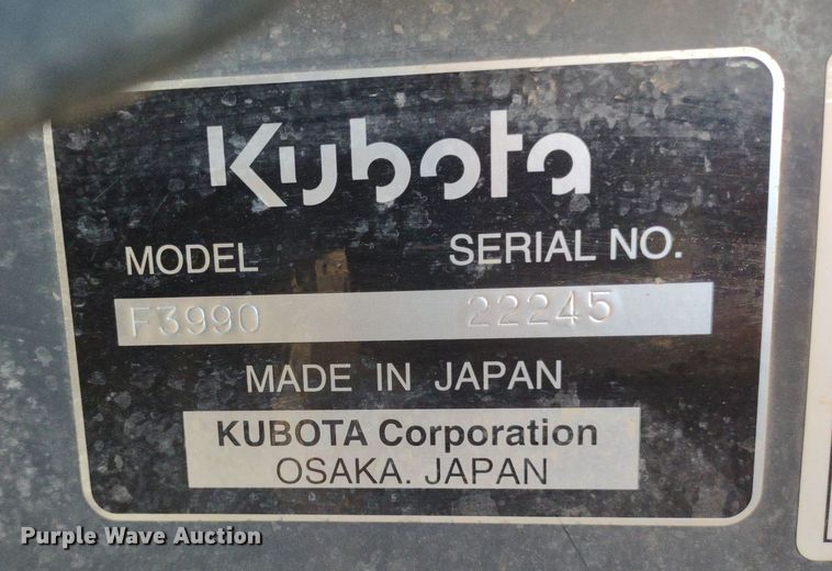 image for item LL9157 2020 Kubota F3990  lawn mower
