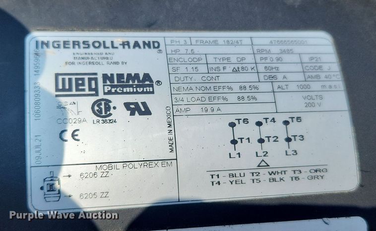 image for item LX9651 Ingersoll Rand Grainger-2475N7.5S  air compressor