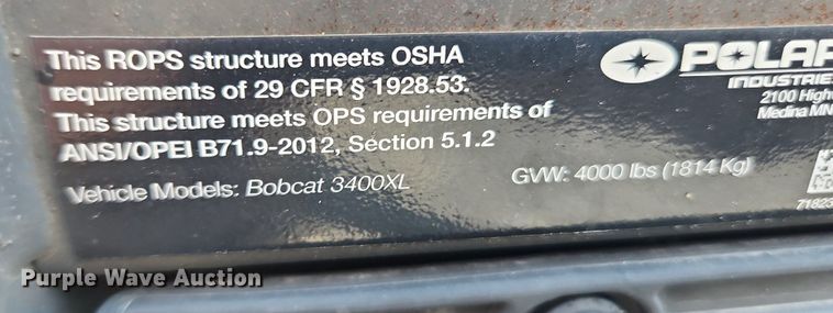 image for item LX9704 2018 Bobcat 3400XL  utility vehicle