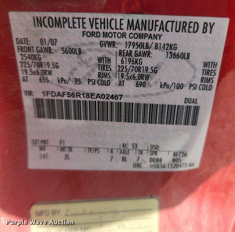 image for item LX9725 2008 Ford F550 Super Duty XL  dump truck