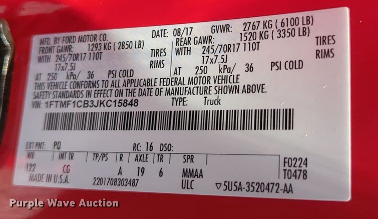 image for item MX9324 2018 Ford F150  pickup truck