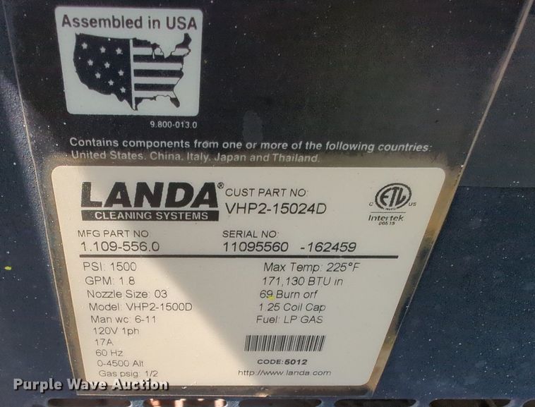 image for item MY9349 Landa VHP2-15024D  pressure washer