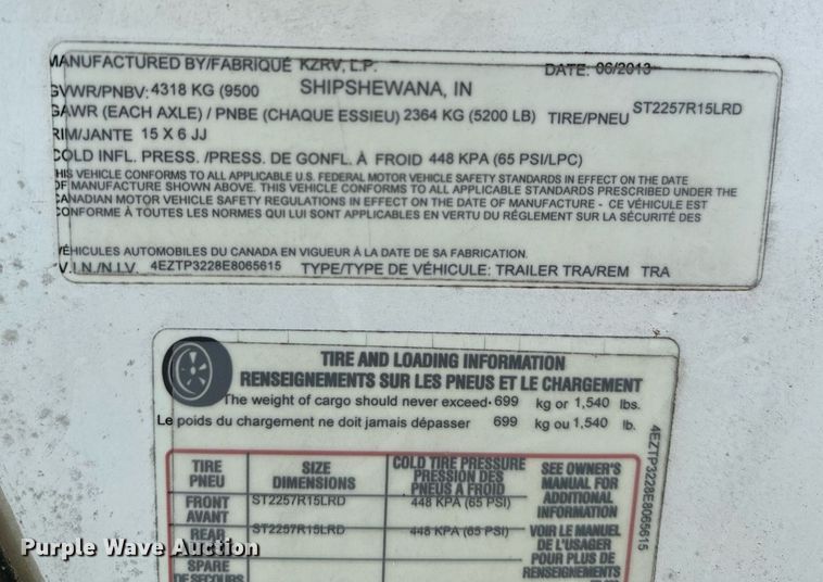 image for item OG9049 2014 KZ Spree  camper