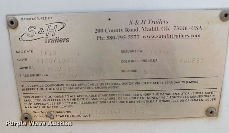 image for item OG9077 2010 S&H VB68  enclosed cargo trailer