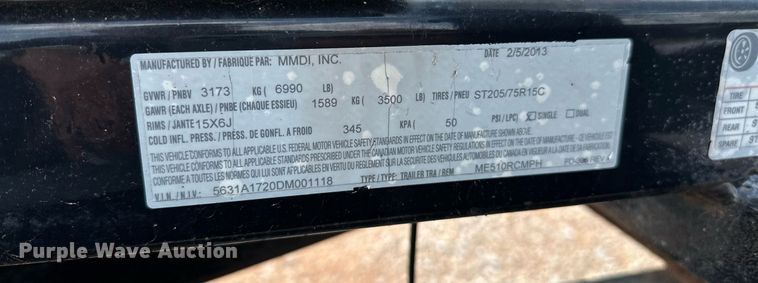 image for item OG9082 2013 MMDI  utility trailer