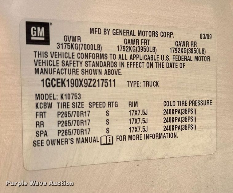 image for item OG9084 2009 Chevrolet Silverado 1500  Ext. Cab pickup truck