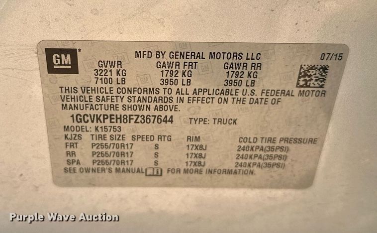 image for item OG9086 2015 Chevrolet Silverado 1500  Double Cab pickup truck