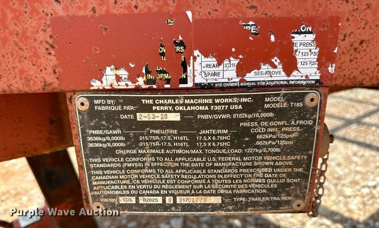 image for item OG9089 2013 Ditch Witch T18S  equipment trailer