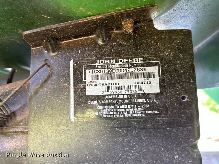 image for item OG9099 2013 John Deere D130  lawn mower