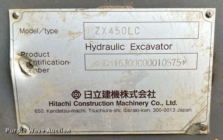 image for item AF9668 2003 Hitachi ZX450LC  excavator