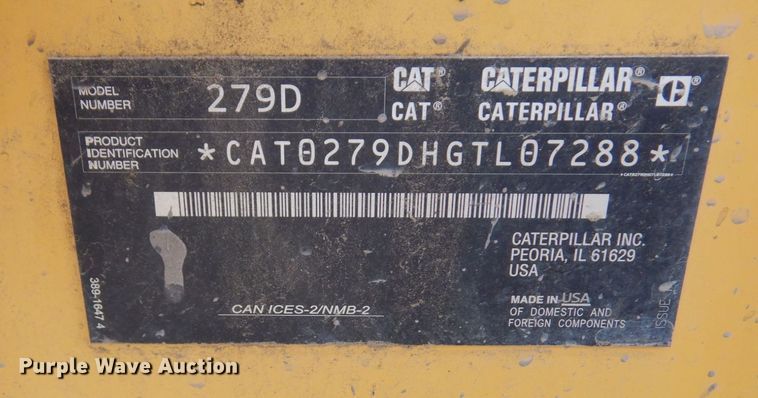 image for item AF9678 2019 Caterpillar 279D  tracked skid steer loader