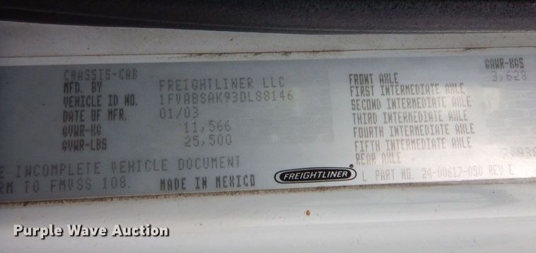 image for item AF9700 2003 Freightliner FL70  dump flatbed truck