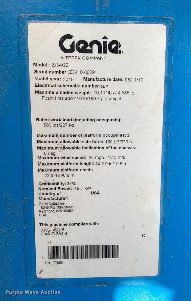 image for item DI7815 2010 Genie Z-34/22  boom lift
