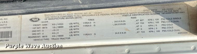 image for item DI7816 2012 Mack GU713  dump truck