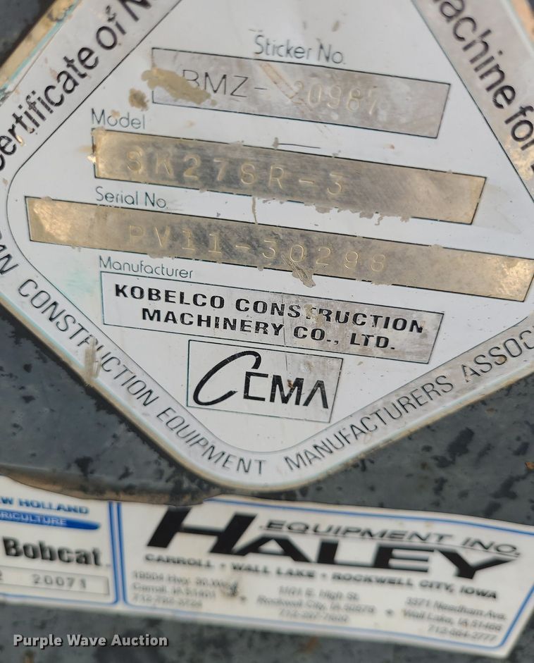 image for item DK1928 2007 Kobelco SK27SR3  mini excavator