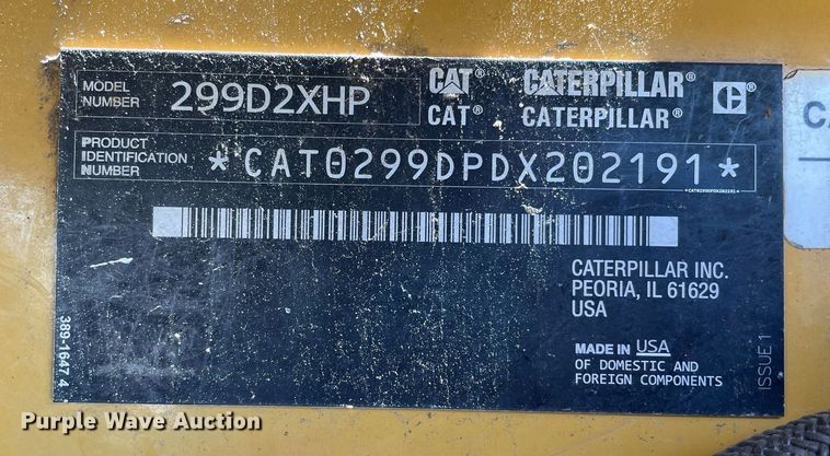 image for item DL3783 2017 Caterpillar 299D2XHP  tracked skid steer loader