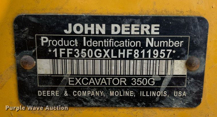 image for item DN3031 2017 John Deere 350GLC  excavator
