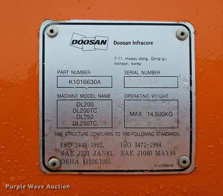 image for item DO2730 Doosan DL200  wheel loader