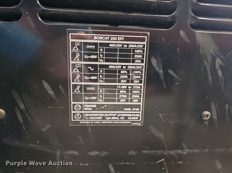 image for item DO2763 Miller Bobcat EFI 250  welder/generator