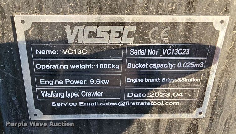 image for item DO2811 2023 Vicsec VC13C  mini excavator