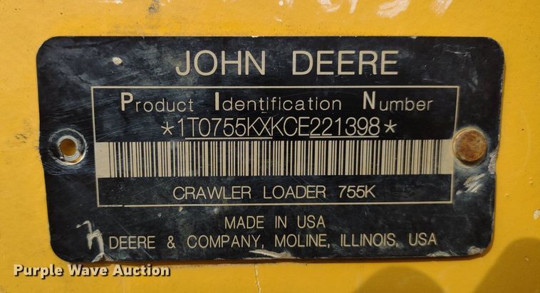 image for item DO5036 2012 John Deere 755k  track loader
