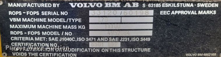 image for item DP5167 1987 Michigan L70  wheel loader