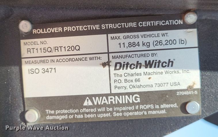 image for item DP5171 2012 Ditch Witch RT120 Quad  vibratory cable plow