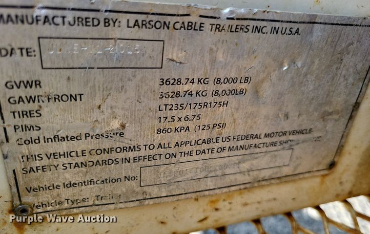 image for item DP5174 2015 Larson 5620  reel trailer