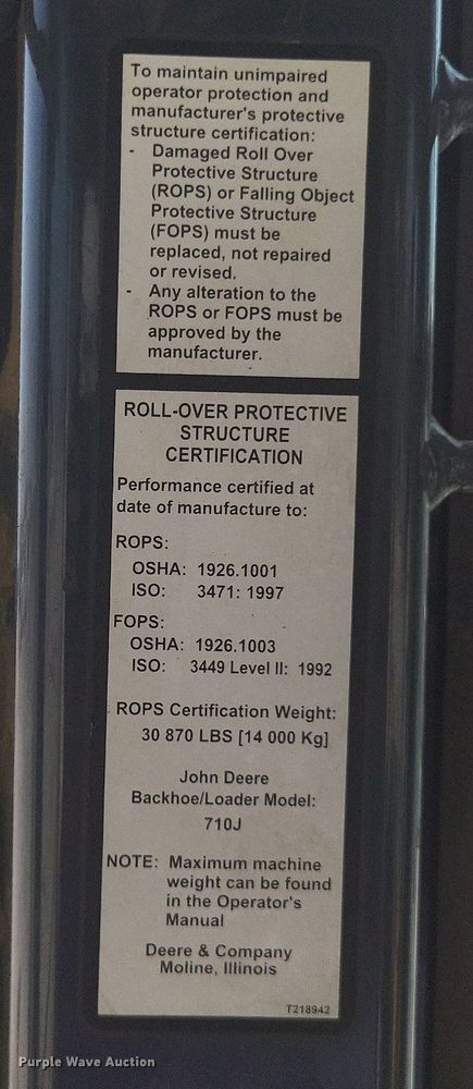 image for item DP5177 2010 John Deere 710J  backhoe