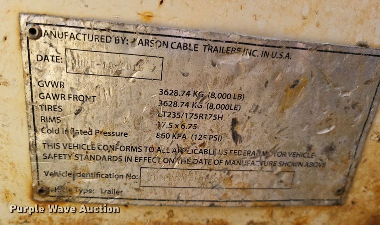 image for item DP5178 2015 Larson  reel trailer