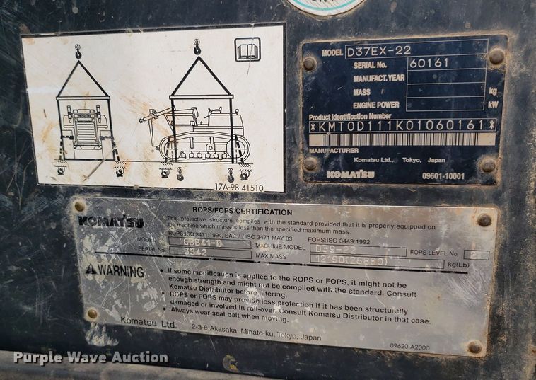 image for item DP7986 2008 Komatsu D37EX-22  dozer
