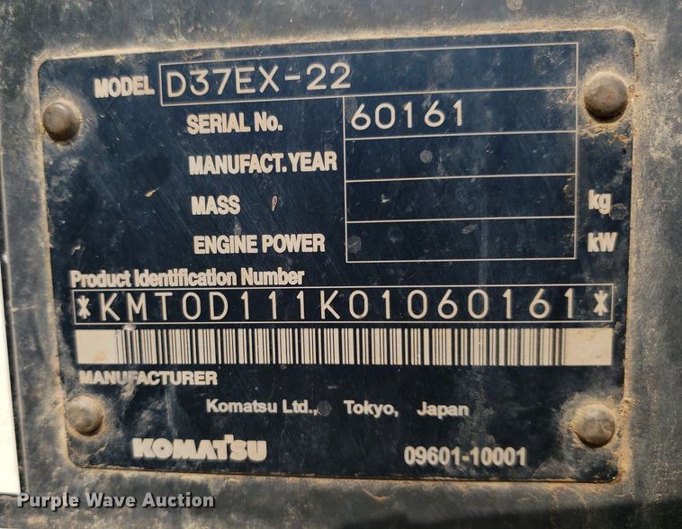 image for item DP7986 2008 Komatsu D37EX-22  dozer
