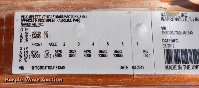 image for item DQ1753 2013 International WorkStar 7600  dump truck