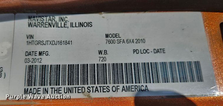 image for item DQ1754 2013 International WorkStar 7600  dump truck