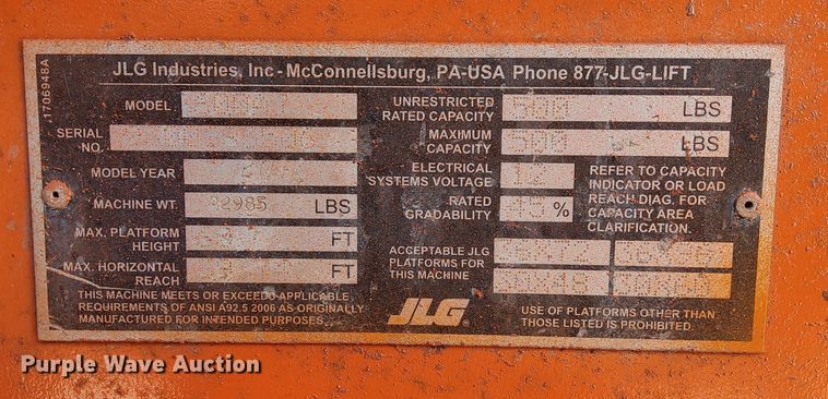 image for item DQ2072 2014 JLG 600AJ  boom lift