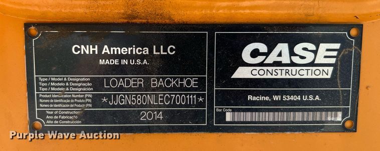 image for item DQ2074 2014 Case 580N  backhoe