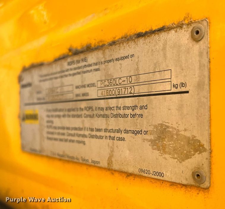 image for item DQ2077 2012 Komatsu PC360LC-10  excavator