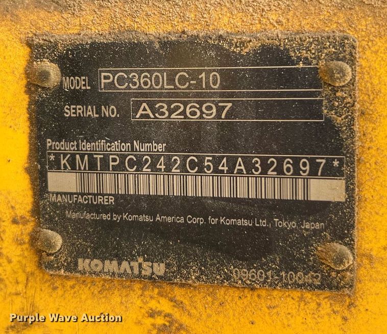 image for item DQ2077 2012 Komatsu PC360LC-10  excavator